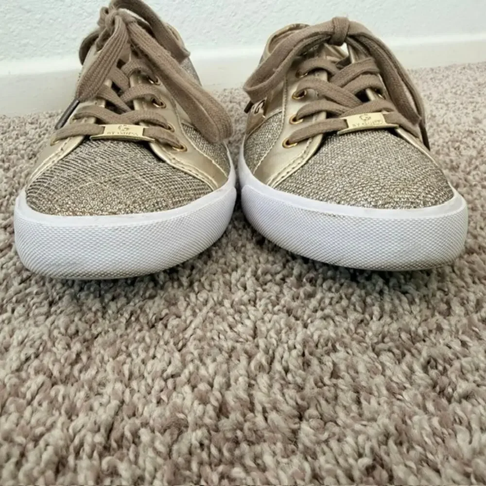 G by Guess Gold Quilted Sparkle Lace Up Sneakers Women's 10 GGBackers3 Shimmer